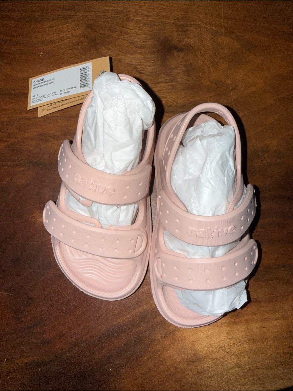 Native Kids Blush Pink Double-Strap Sandals